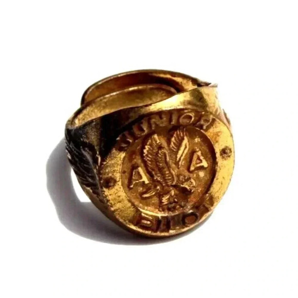 Other - Vintage Gold Tone AMERICAN AIRLINE JUNIOR Pilot RING ADJUSTABLE